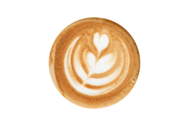 istock Top view of hot coffee cappuccino cup isolated on white background 1128121295
