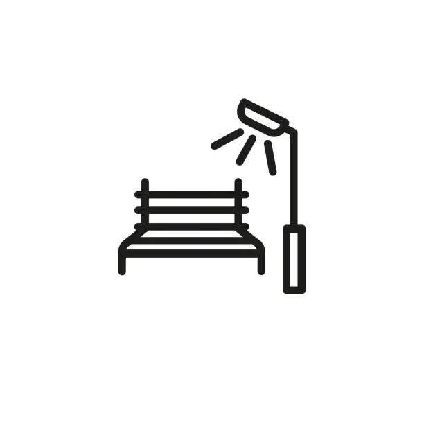 Vector illustration of Park bench line icon