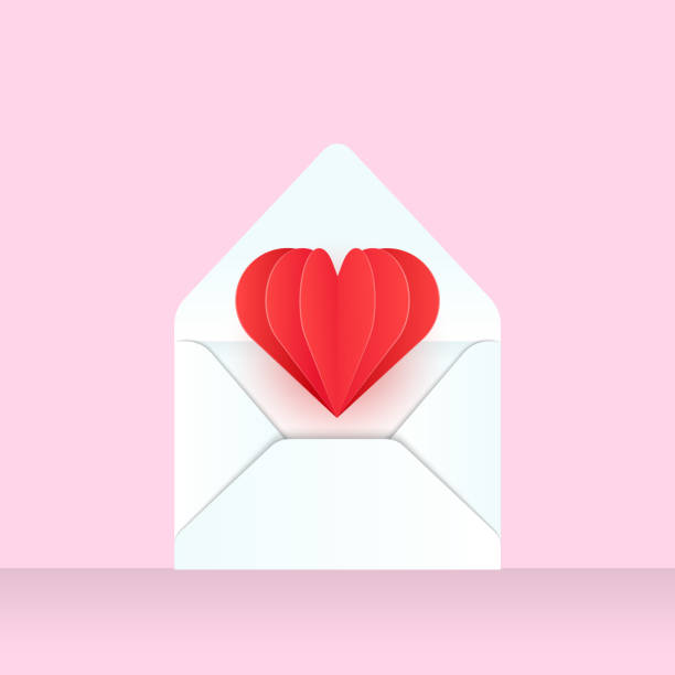 istock Valentine's Envelope with Hearts Paper Cut Style. Love Message Concept. Vector Illustration 1128124274