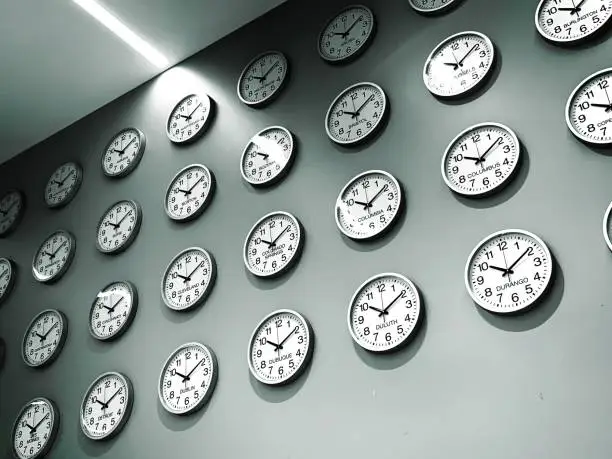 Photo of Wall of clocks for world cities and time zones