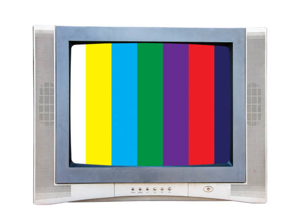 istock classic Vintage Retro Style old  television with test screen,old  bronze television on  isolated background. 1128136318
