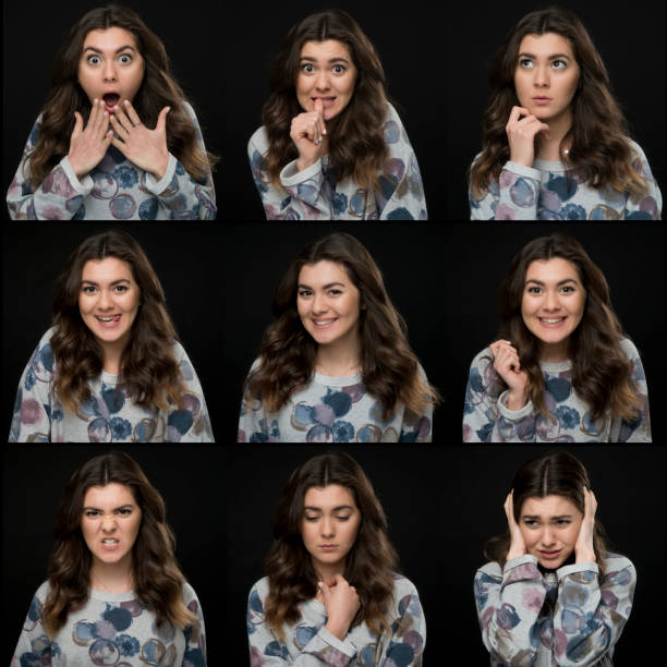 istock Young woman making facial expressions 1128137357