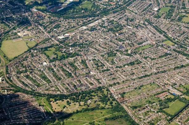 Aerial view of Anerley and Penge, South London Aerial view of the South London districts of Anerley, Penge and Betts Park with South Norwood Country Park at the very bottom of the image. borough of bromley stock pictures, royalty-free photos & images