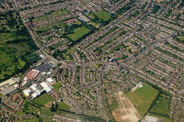Aerial View of Elmers End and Beckenham, South London Aerial view of the South London districts of Elmers End and Beckenham on a sunny summer afternoon. borough of bromley photos stock pictures, royalty-free photos & images