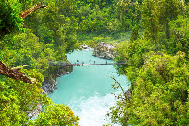 Scenic view of lake Hokitika Gorge, Hokitika, South island New Zealand, Travel Destinations Concept stock photo