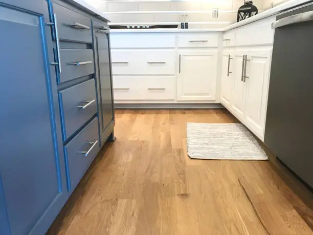 lower blue and white cabinets