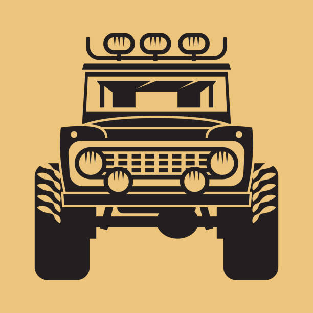 illustrations, cliparts, dessins animés et icônes de voiture tout terrain isolée. silhouette de suv expédition - sports utility vehicle 4x4 car mud