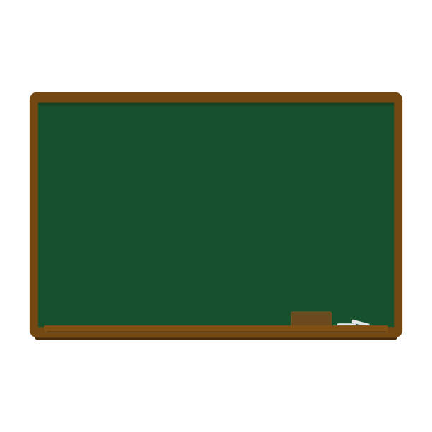 백색 분필 및 지우개 흰색 배경에 고립 된 깨끗 한 빈 나무 프레임 칠판 - blackboard chalk blank eraser stock illustrations