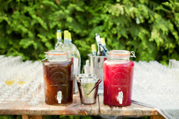 istock Fresh lemonades in beverage dispensers 1128150601