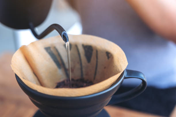 istock hands pouring hot water to make a drip coffee 1128153025