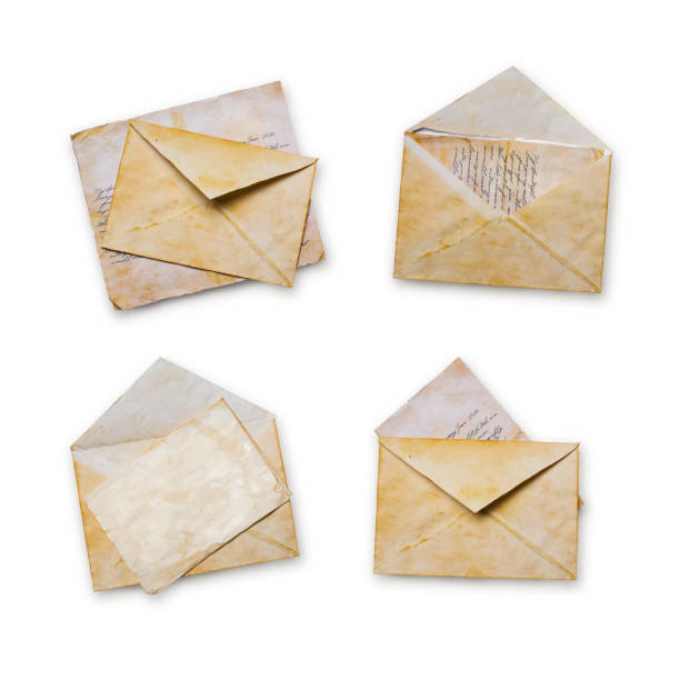 istock Set of old vintage paper envelopes with letters 1128156110