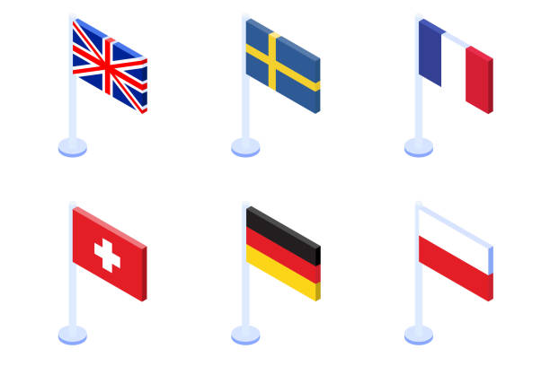 Isometric flag of the countries icons set. Vector illustration. vector art illustration