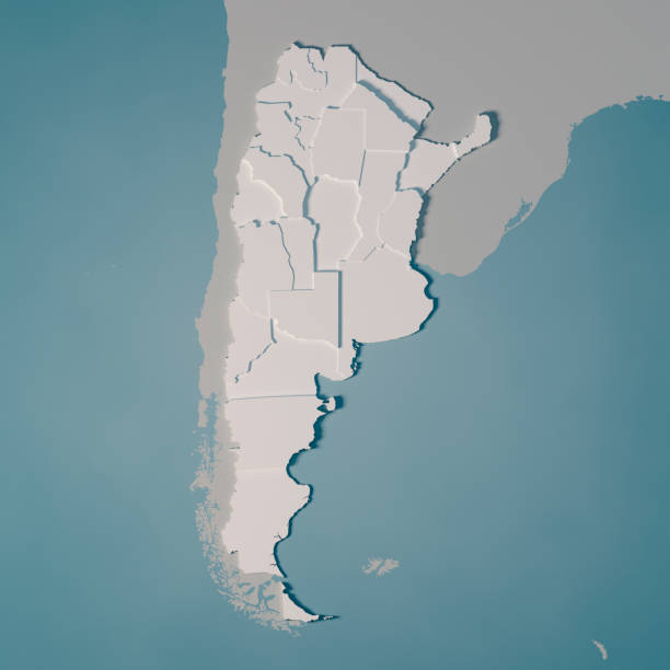 argentina país mapa territorial 3d render - mapa argentina fotografías e imágenes de stock