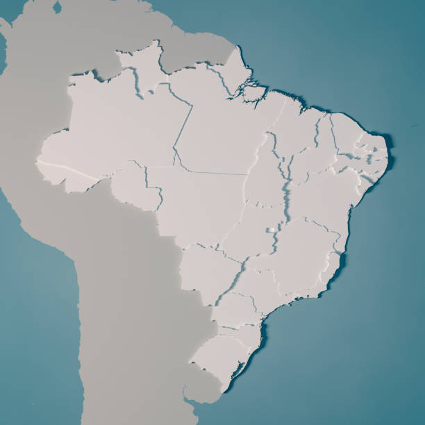 3D Render of a Country Map of Brazil with the Administrative Divisions.\nMade with Natural Earth. \nhttps://www.naturalearthdata.com/downloads/10m-cultural-vectors/\nAll source data is in the public domain.