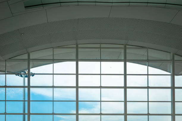 istock Airport window in departure terminal 1128161763