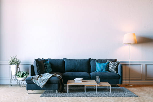 istock 3d render of beautiful interior render with sofa and white wall 1128162643
