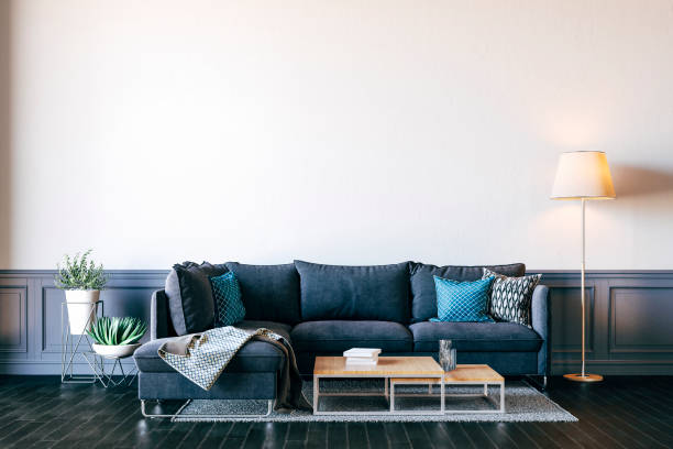 istock 3d render of beautiful interior render with sofa and white wall 1128162653