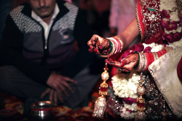 istock Indian bride on sat fere, Wedding ceremony 1128164815