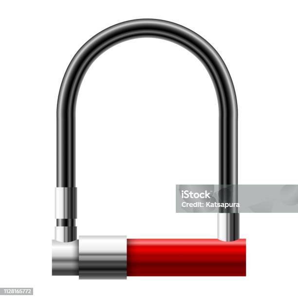 Color Image Of A Simple Reliable Bicycle Lock On A White Background Isolated Object Protecting Bicycle Vector Illustration Stock Illustration - Download Image Now