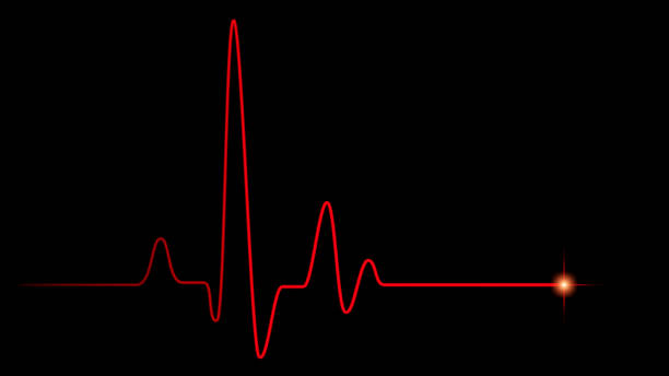 istock Red heart pulse graphic line on black 1128166111