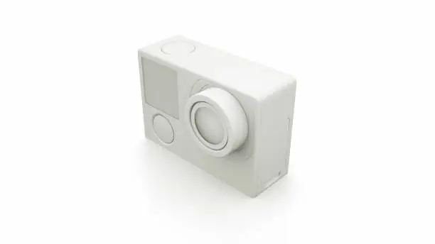 Photo of White Action Camera 3D render. 3D illustration