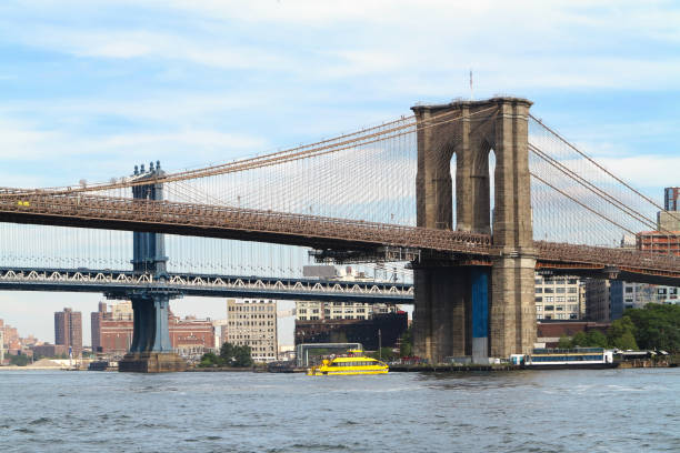 istock View on New York City and Brooklyn Bridge from Hudson river. 1128182853