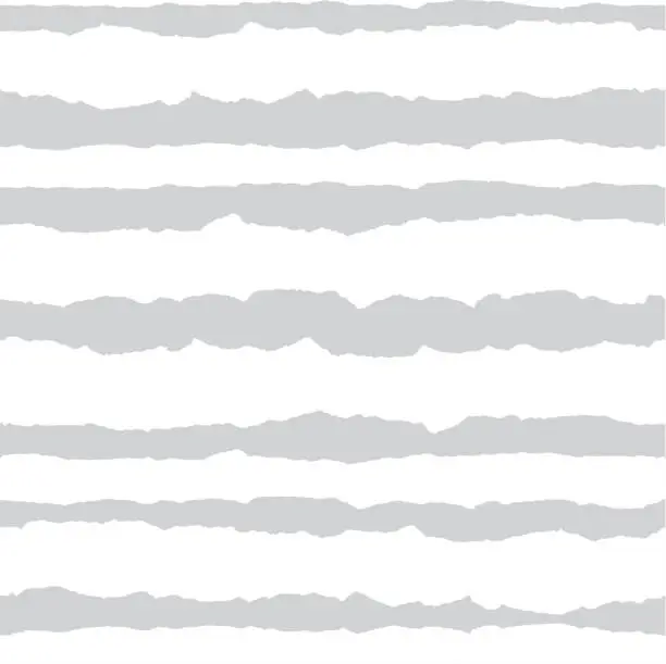 Vector illustration of Seamless pattern with torn paper horizontal lines. Light gray and white stripes. Striped shred edge background.