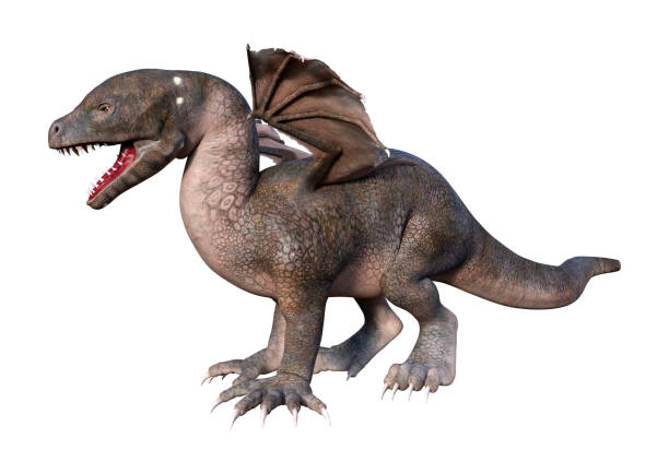 istock 3D illustration fantasy dragon hatchling on white 1128184739