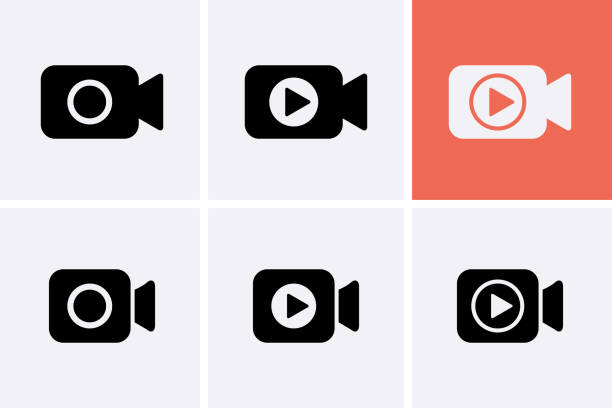 ビデオ カメラ アイコンを設定、再生のベクトル。 - interface icons video点のイラスト素材／クリップアート素材／マンガ素材／アイコン素材