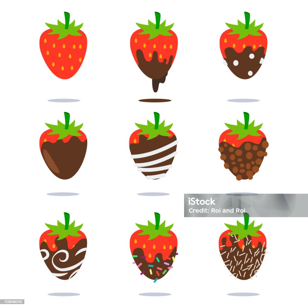 Ilustración de Fresas Cubiertas Chocolate Vector Dibujos Animados Fruta  Plana Iconos Conjunto Aislado Sobre Fondo Blanco y más Vectores Libres de  Derechos de Fresa - iStock