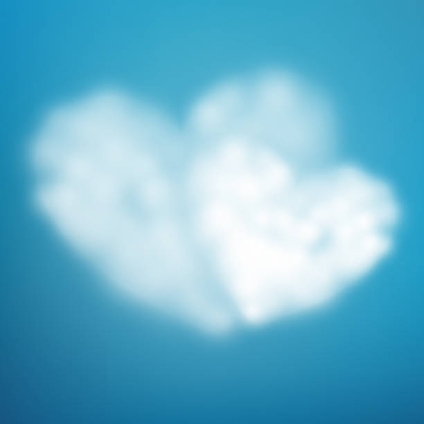 istock Pair heart shaped cloud in the blue sky. Valentine s day. EPS 10 1128186306