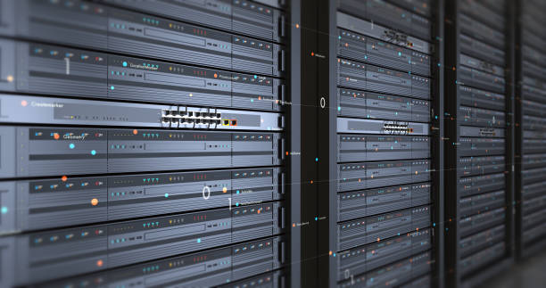istock Close Up Modern Server In a Data Center. Futuristic 3D Render. 1128187684