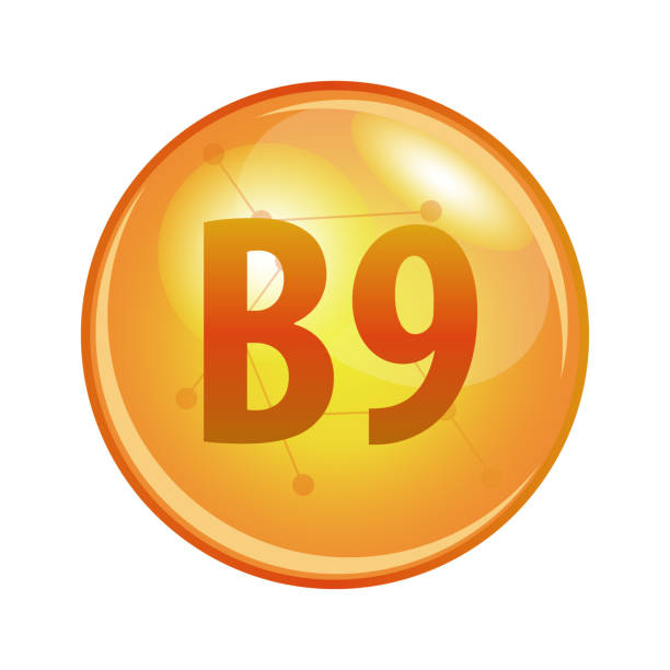 illustrations, cliparts, dessins animés et icônes de capsule de vitamine b9. icône de vecteur pour la santé. - pill vitamin b vitamin pill orange