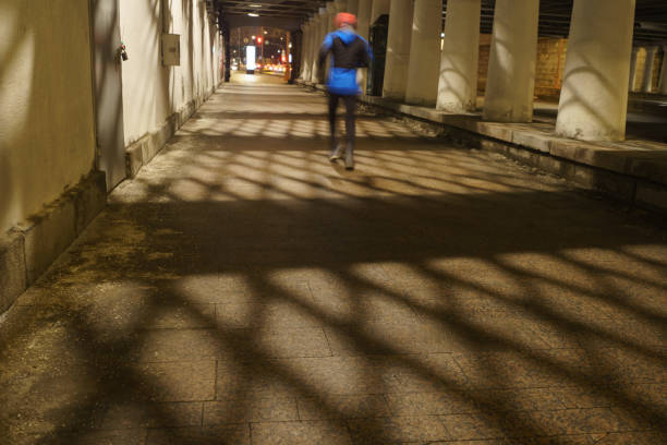 Jogging at winternight Moscow
