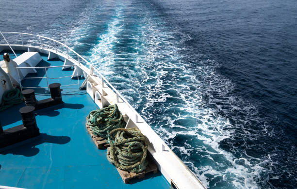 Ocean trail waves of cruise ship . Summer holidays vacation. Image