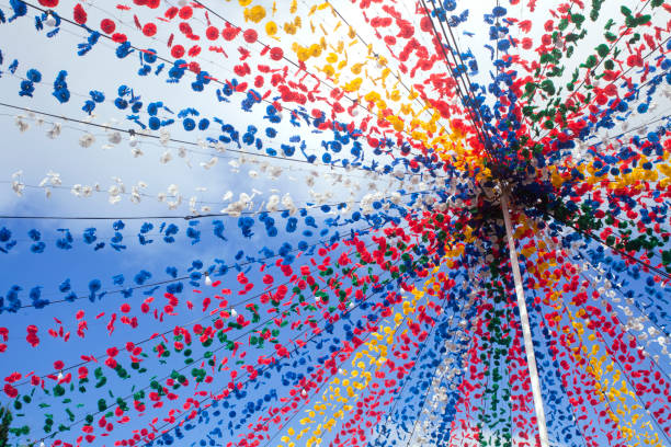 istock Traditional feastival ,rows of multicolored decorations forming a canopy 1128191082