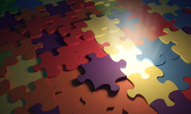 missing puzzle piece - teamwork absence blank jigsaw puzzle imagens e fotografias de stock