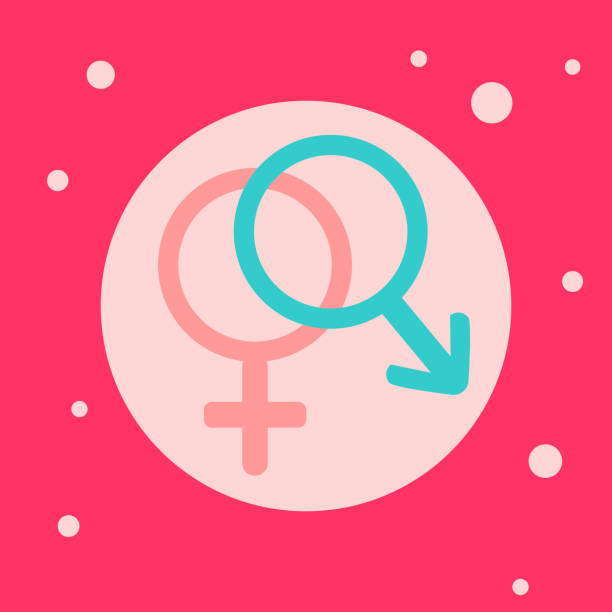 istock Male And Female Symbols Combination Icon On Pink Background 1128192339