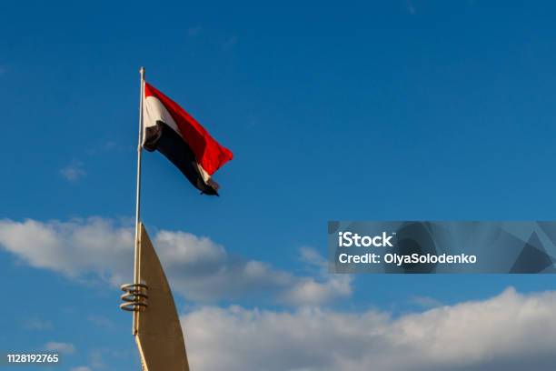 Egyptian Flag On The Blue Sky Background Stock Photo - Download Image Now - Africa, Backgrounds, Banner - Sign - iStock Egyptian Flag On The Blue Sky Background Stock Photo - Download Image Now - Africa, Backgrounds, Banner - Sign - iStock
