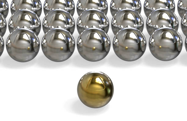 istock Leadership concept - gold and silver balls on isolated white background, 3d illustration 1128192834
