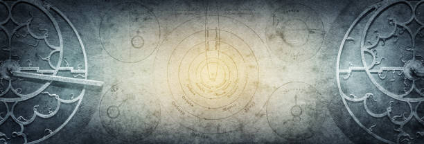 istock Ancient astronomical instruments on vintage paper background. Abstract old conceptual background on history, mysticism, astrology, science, etc. Retro style. 1128194727