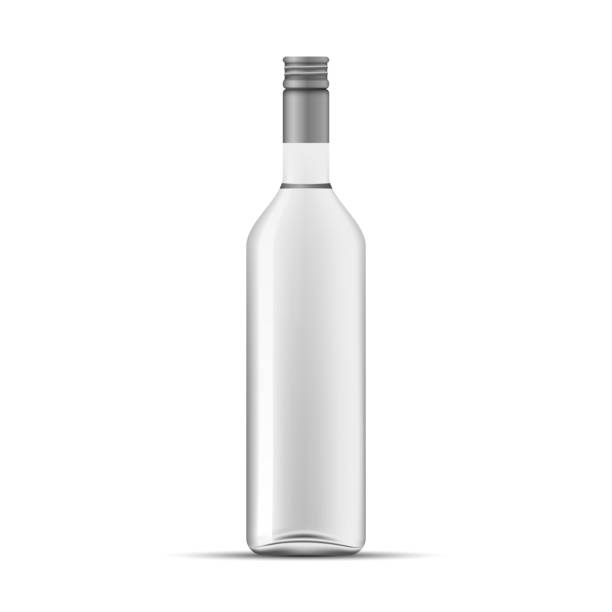 Glass vodka bottle on plain background Vector illustration of glass bottle template wet bottle stock illustrations
