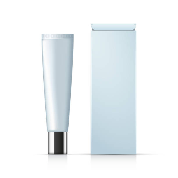 istock Cosmetics tube of cream and package box template 1128194843