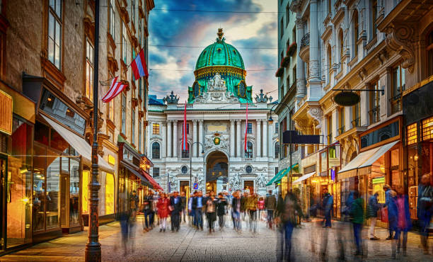 Vienna, Austria. Hofburg Palace seen from Michaelerplatz. stock photo