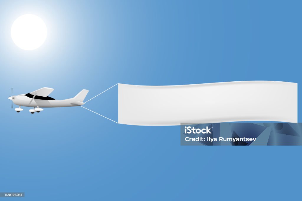Planemaker Banner White Plane With A Banner Template In The Sky Stock Illustration ...