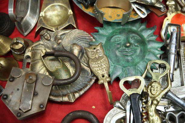 Lock, hook, metal openers at the flea market