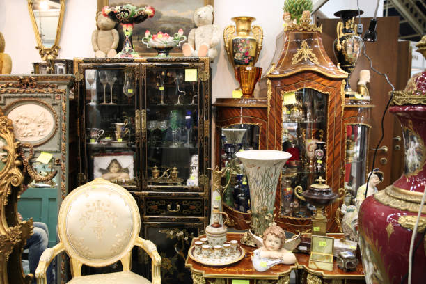 istock Various Vintage items on the flea market 1128195838