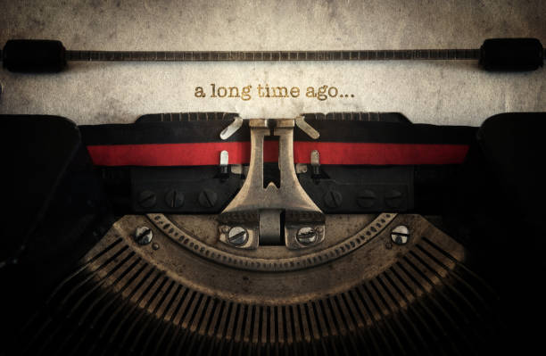 istock A long time ago typed on old vintage typewriter machine. Retro style. 1128196224