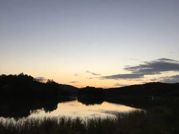 Scenery around lake before sunrise