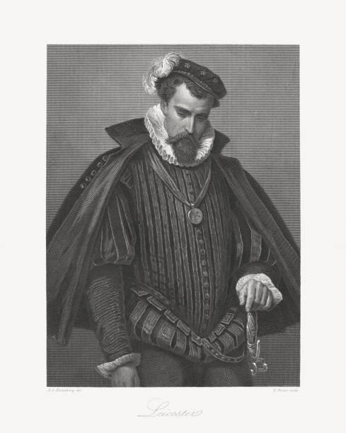 роберт дадли, 1-й граф лестер (1532-1588), стальная гравюра, 1859 - leicester stock illustrations